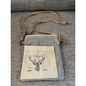 MYRA USA Royal Stag Crossbody Bag‎ Purse Handbag Deer Canvas Tan 8x9